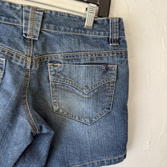 Unionbay Y2k Shorts 7 Blue Denim Stretch‎ Casual Jean Pockets Mid Rise Utility - Picture 6 of 7